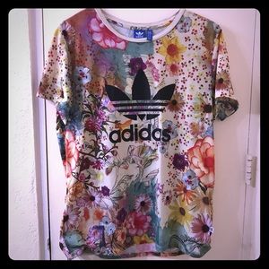 Adidas floral t-shirt in size M